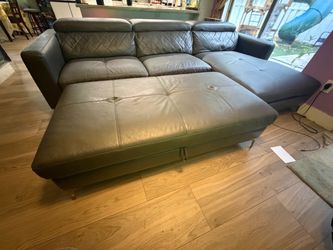 Gray Leatherette Sectional Sofa with Chaise