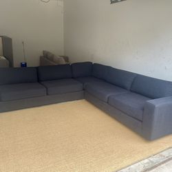 *DELIVERY* West Elm Urban Midnight (Navy Blue) Twill Sectional Sofa 