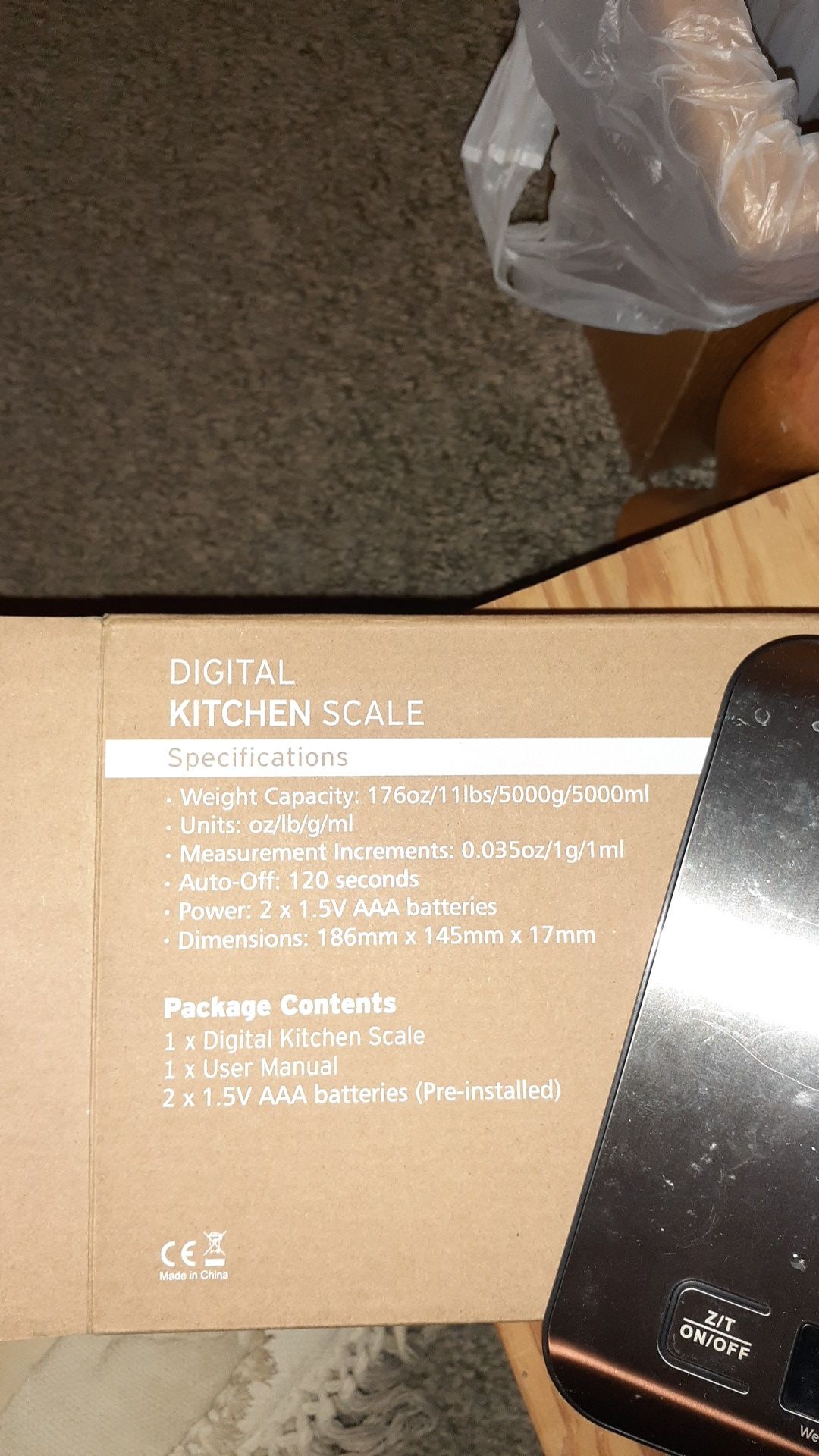 Digital kitchen scale.