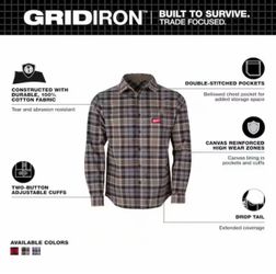 Milwaukee Men's Medium Gray GRIDIRON Flannel Shirt