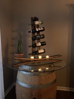 Bourbon barrel stave wine rack