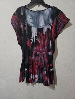 Women's Pleated Abstract Print Top - Milano Romano