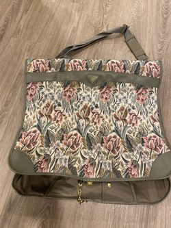 Vintage French West Indies Floral Tapestry Garment Bag Excellent Condition