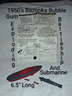 Vintage 1950's Bazooka Bubble Gum Exploding Battleship & Submarine  (Non-working Due to 2 Broken Parts)