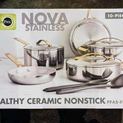 GreenPan Nova Stainless Healthy Ceramic Nonstick Set 10 Pc
