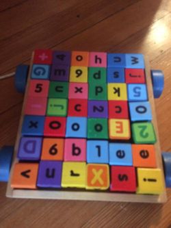 Non-lead-based wooden blocks numbers letters and symbols