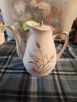 Vintage Porcelain Teapot with Wheat Pattern