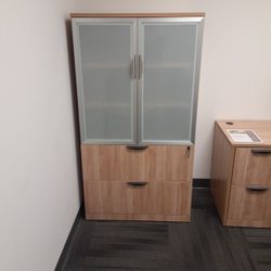 Lateral File/ Glass Storage Cabinet Combo