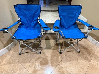 2 Adult Captain’s Blue Chairs With Cup Holder