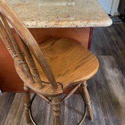 Pair Of Wooden Bar Stools. 