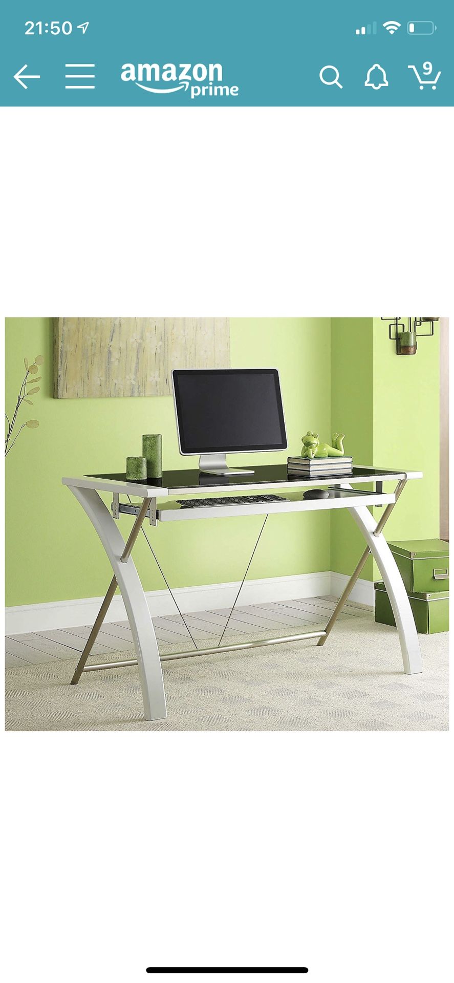 Whalen Furniture Zara Desk, 48-Inch, White