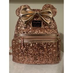 Disney Loungefly Minnie Rose Gold Backpack