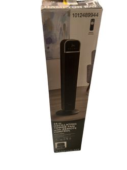 Hampton Bay 36in 4-Speed Oscillating Tower Fan Remote Control Black New