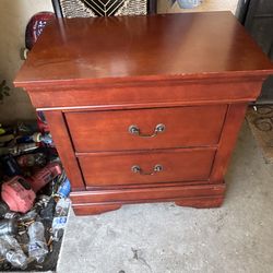 Wooden two drawer nightstand