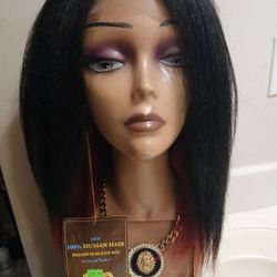 100 % Human Hair Premium Blend Wig New