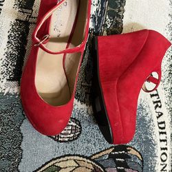 Red Wedge Heels Size 8 1/2