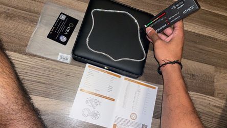 Moissiante stones Vvs 8ct silver 22 inch long tennis chain (PASSES DIAMOND TESTER)