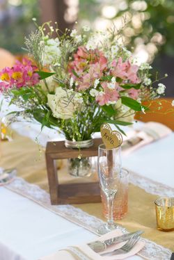 Flower Wood Vase Centerpiece