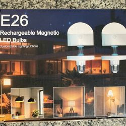 2-pack of E26 Rechargeable Wireless Magnetic LED Bulbs