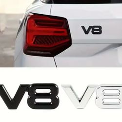 New silver chrome Or Black V8 emblem badge adhesive back SHIPPING AVAILABLE