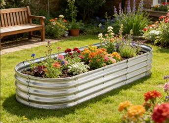Horse trough flower bed planter
