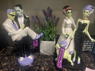 Ghoulish Halloween Groom and Bride Statues LGBTQ decor HALLOWEEN NEW