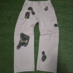 Handmade Beige/Camo Baggy Cargo Pants