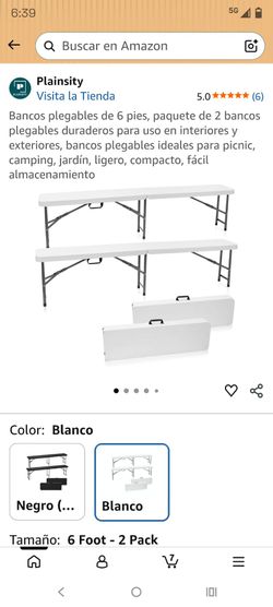 6ft Folding Benches, 2 Pack Durable Folding