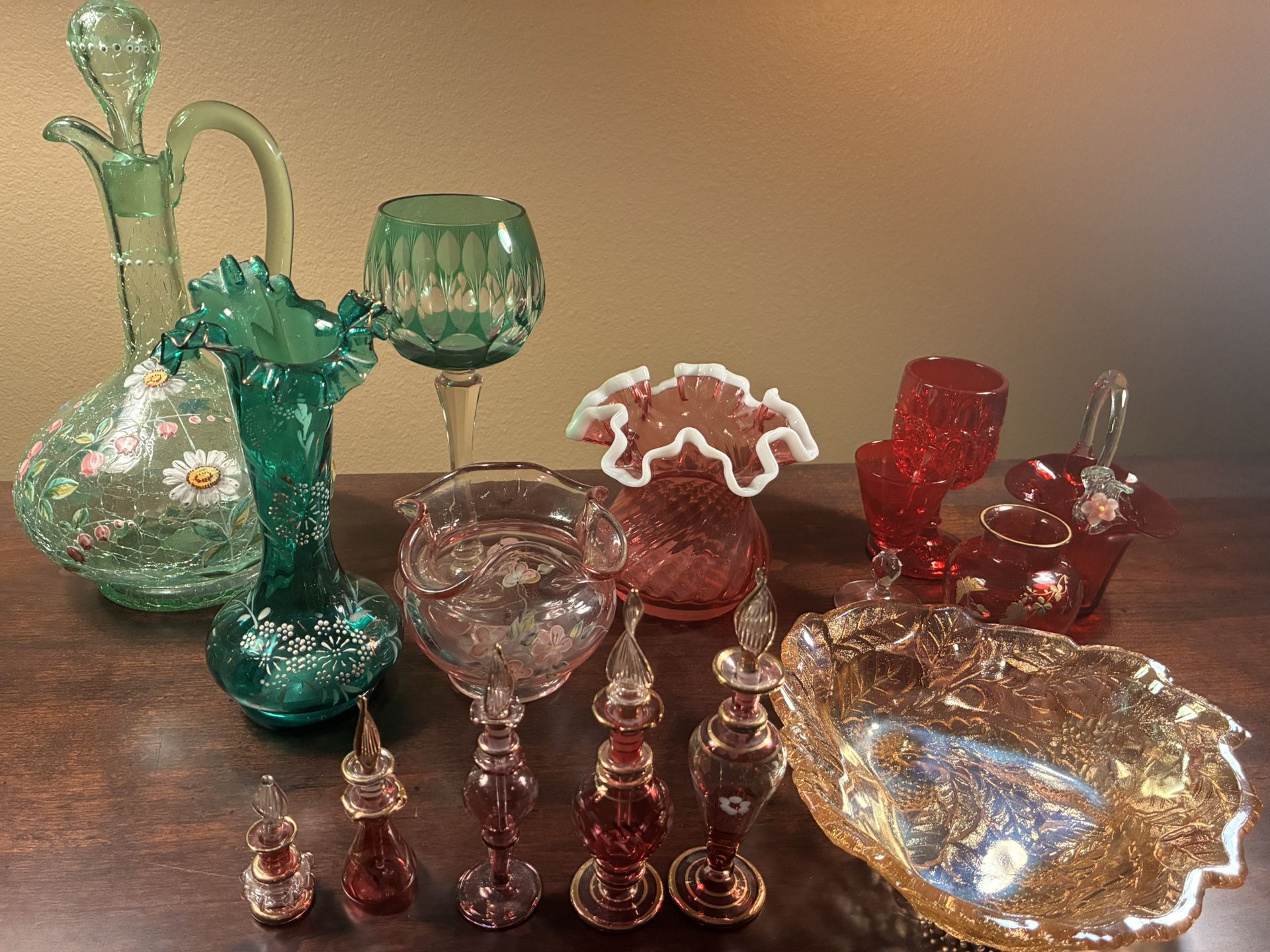 Vintage Colored Solid & Hand painted Glass