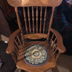 Turn of the century commode. Antique, modified as a rocking chair. Excellent condition! Rare find!