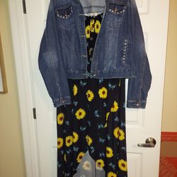 High/ Low Sundress W/ Denim Jacket