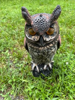 Plastic Horned Owl Decoy Garden Statue