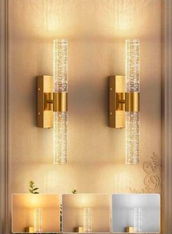 Set of 2 Battery Operated Wall Sconces, Dimmable,10400mAh,Gold Modern Rechargeable with Remote