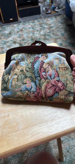 Bundle of 2 Vintage 1970’s tapestry evening Bag Clutch & Coin Purse