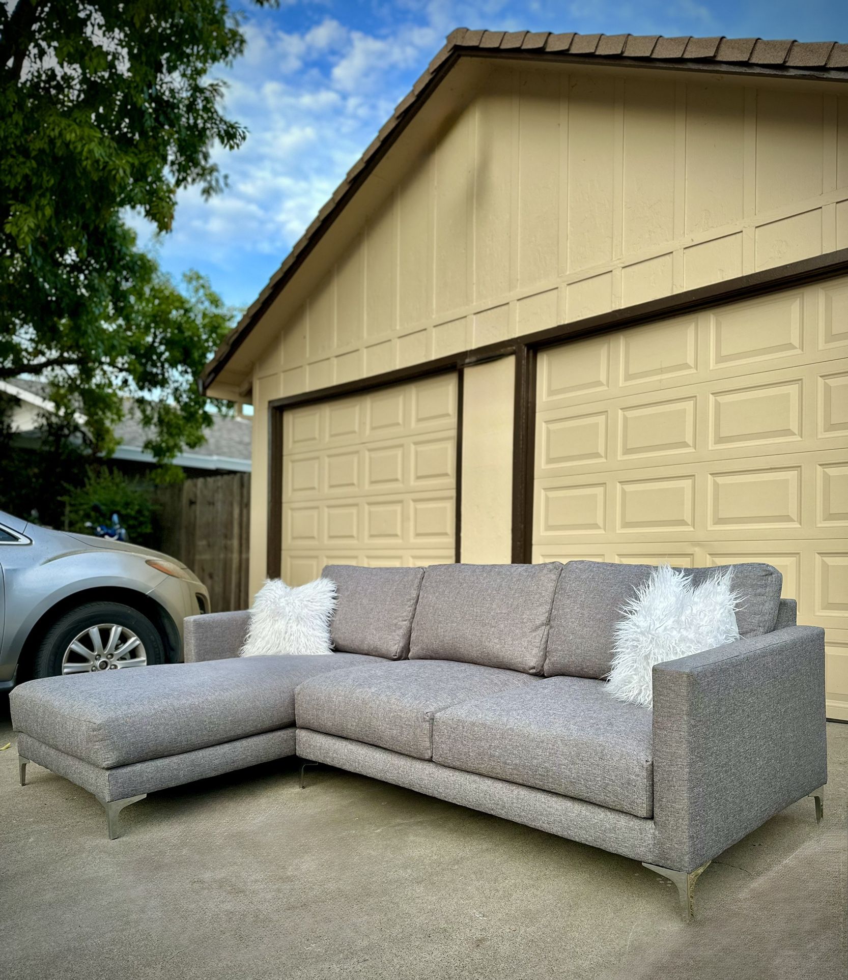 Urban Roads Alissa Sectional | 105” LAF Chaise | Modern Gray | FREE Delivered