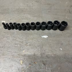 Snap On SAE 3/8 semi deep socket set 1/4 - 1”