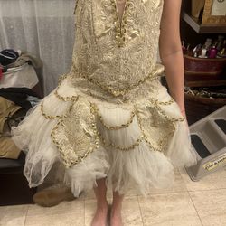 Gold Tutu Ballerina Costume 5-7 Years Old Girls