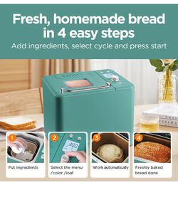 Neretva Bread Maker Machine , 20-in-1 2lb Automatic Breadmaker with Gluten Free Pizza Sourdough Setting, Digital, Programmable, 1 Hour Keep Warm, 2