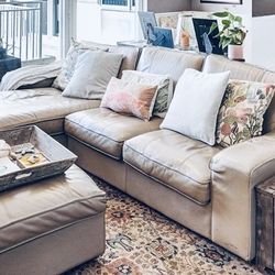 Grey Leather Sectional 