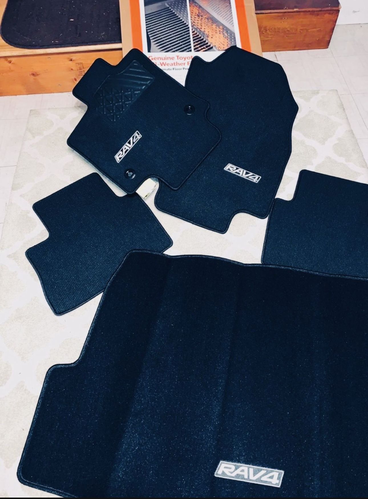 TOYOTA AUTHENTIC NEW BOXED RAV 4 FLOOR AND CARGO MATS HEAVY AND EMBROIDERED NEW UNUSED