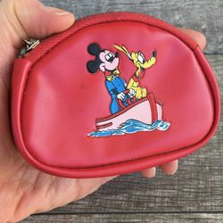 MCM Disney Mickey Mouse and Pluto Boat Zippered Coin Change Purse