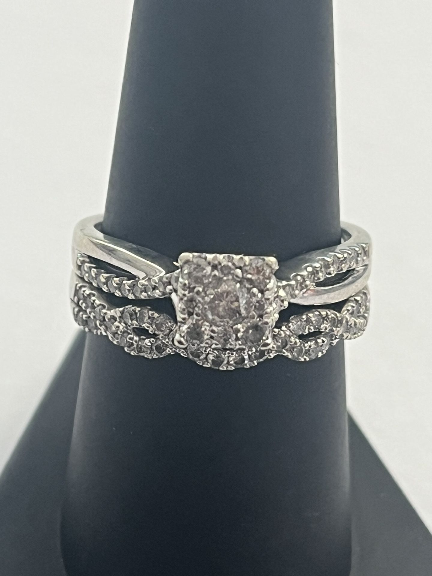 10k White 2 Pc. 1 Carat Diamond Engagement Set