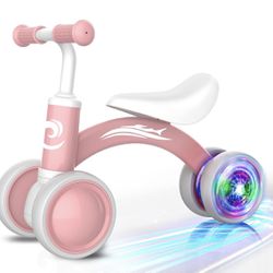 Colorful Lighting Baby Balance Bike Toys for 1 Year Old Girl Gifts, 10-36 Month Toddler Balance Bike, No Pedal 4 Silence Wheels & Soft Seat Pre-School