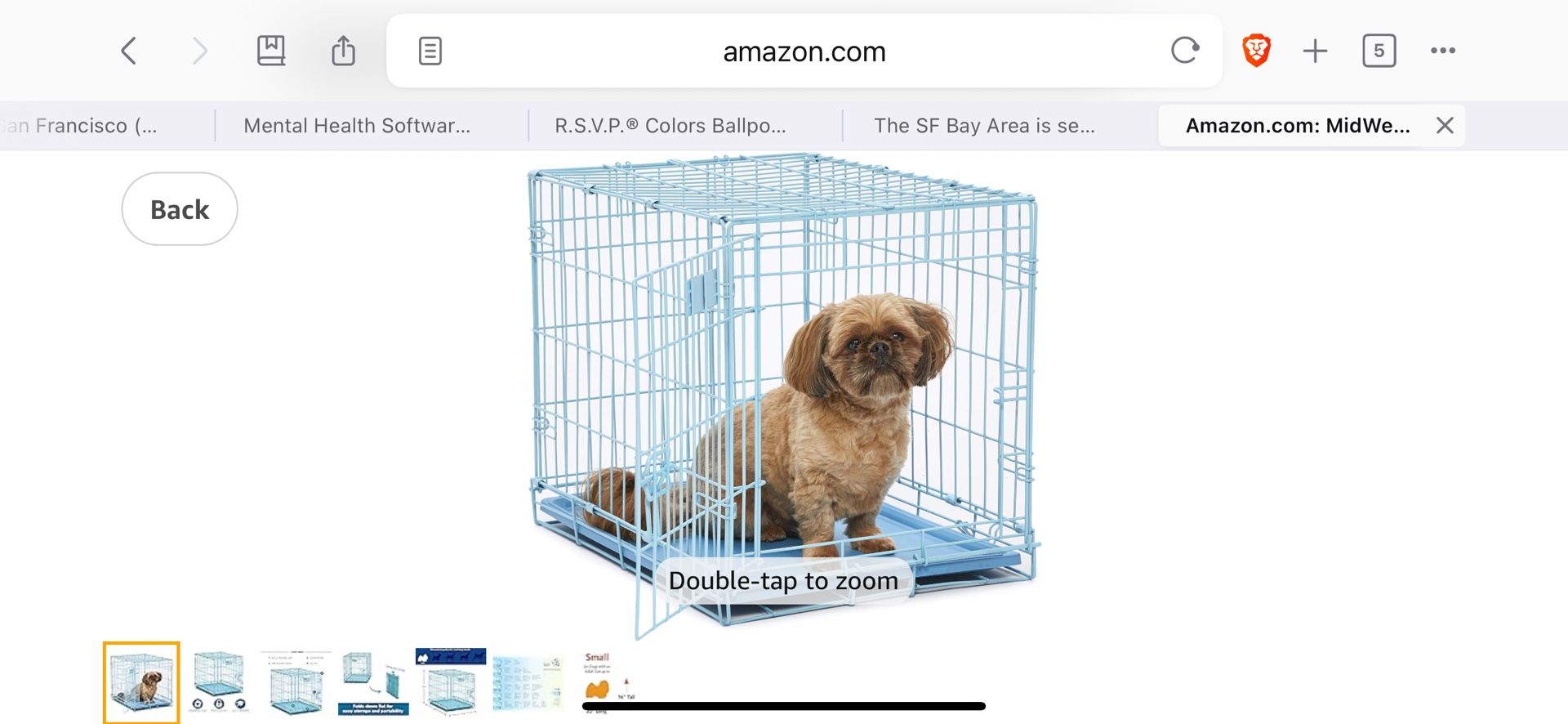 Blue Folding Metal Dog Crate w/ Divider Panel & Leak Proof Plastic Tray, Small Dog