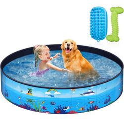 Foldable-Pool, with Pet Brush Chew Toy and Storage Bag