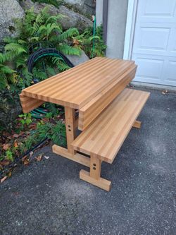 MCM Butcher Block Table with Matching Bench