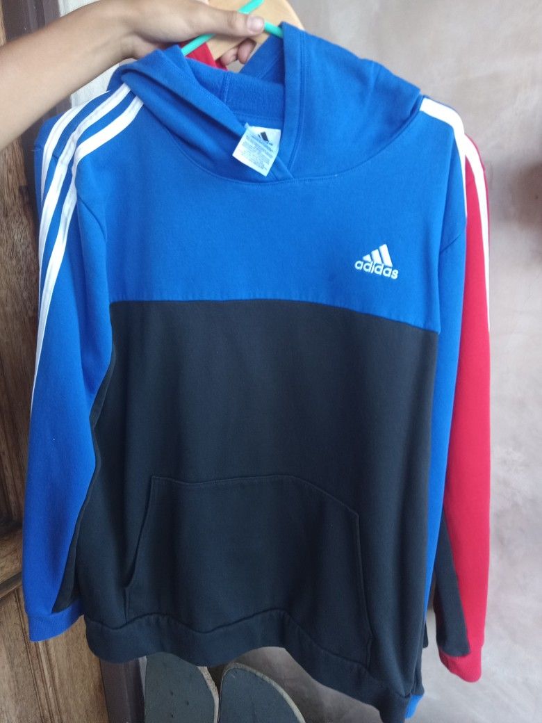 2 Adidas Hoodies Red And Blue