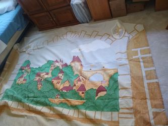 Castle mural with hanging rings perfect for kids