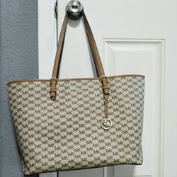 Michael Kors Brown and Cream Tote Bag