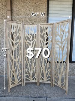 4 panels wood room divider (64"W×67"H)